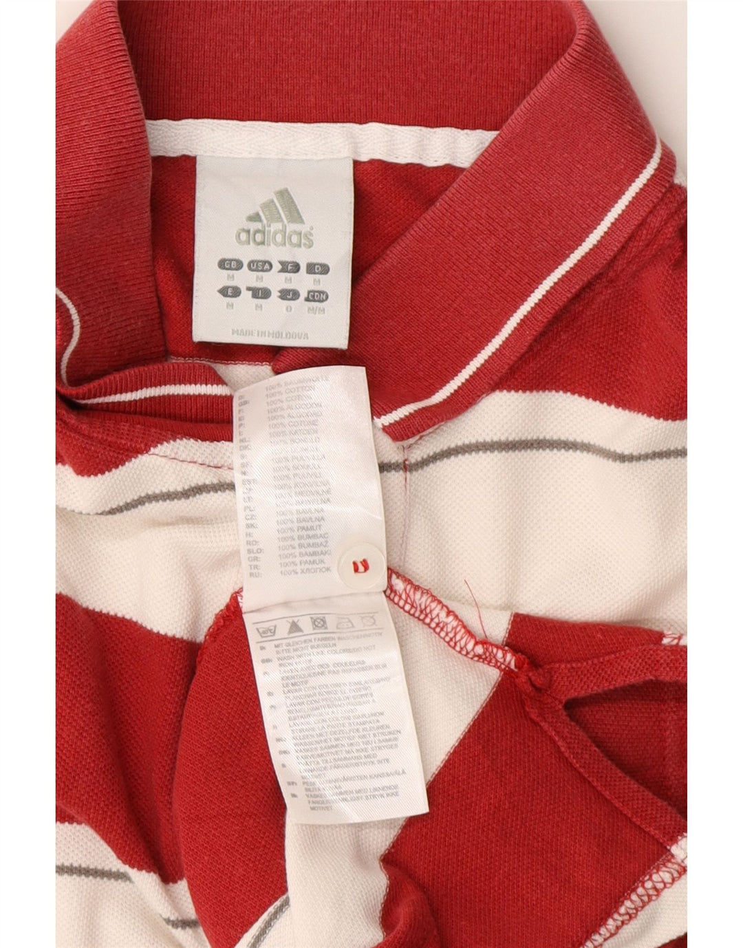 ADIDAS Mens Miami Heat Short Sleeve Rugby Polo Shirt Medium Red Striped