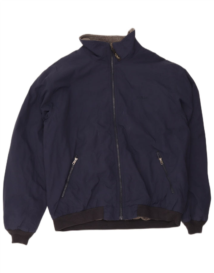 L.L.Bean Mens Bomber Jacket UK 40 Large Navy Blue Polyester