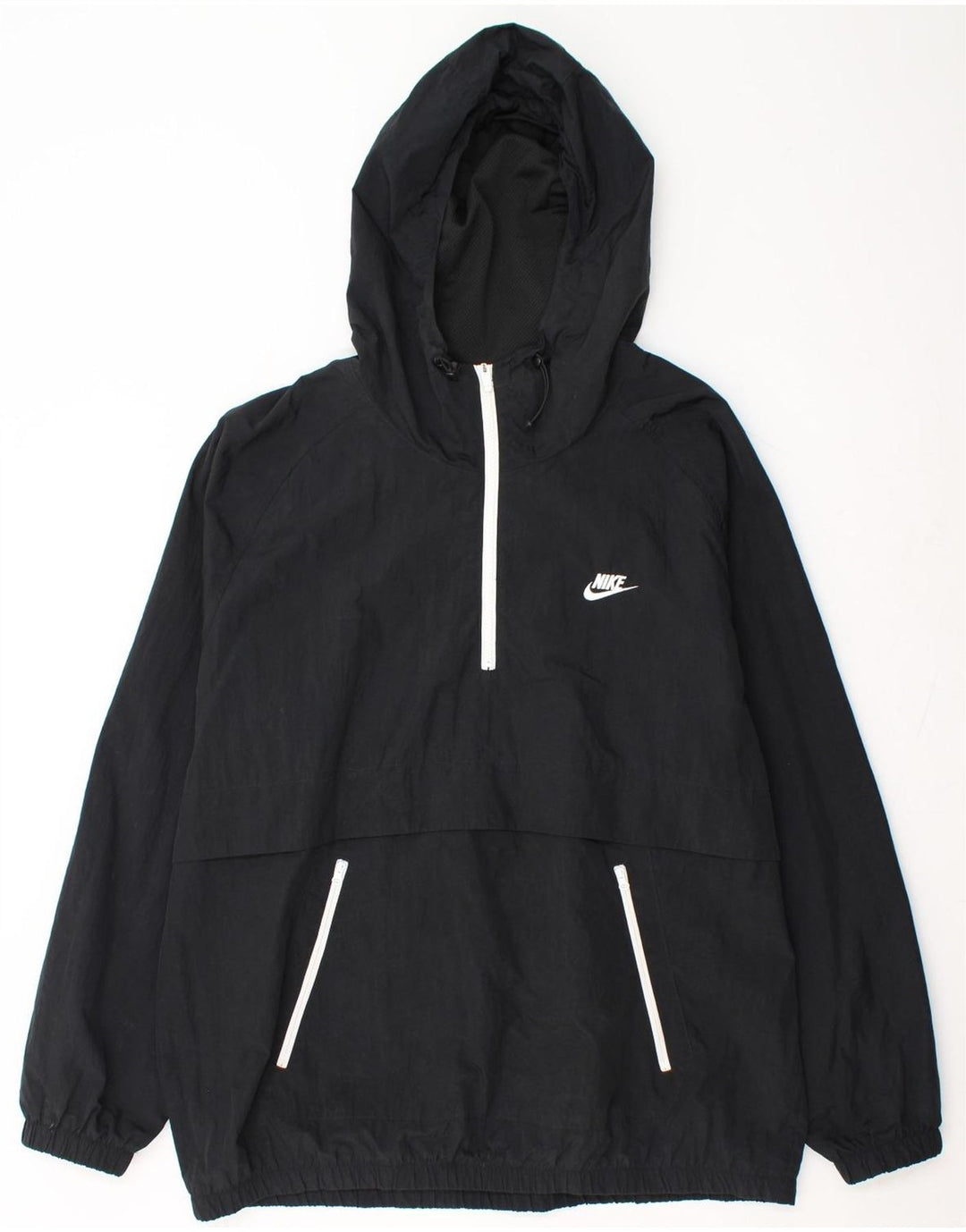 NIKE Mens Hooded Pullover Rain Jacket UK 42 XL Black Nylon