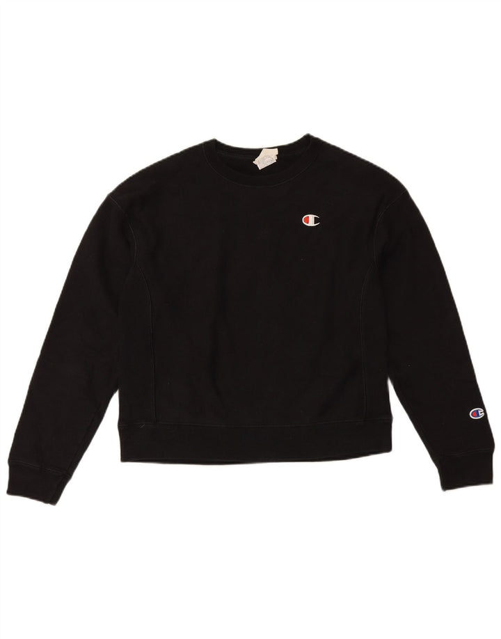 Champion Womens Reverse Weave Sweatshirt Jumper UK 10 Small Black Cotton