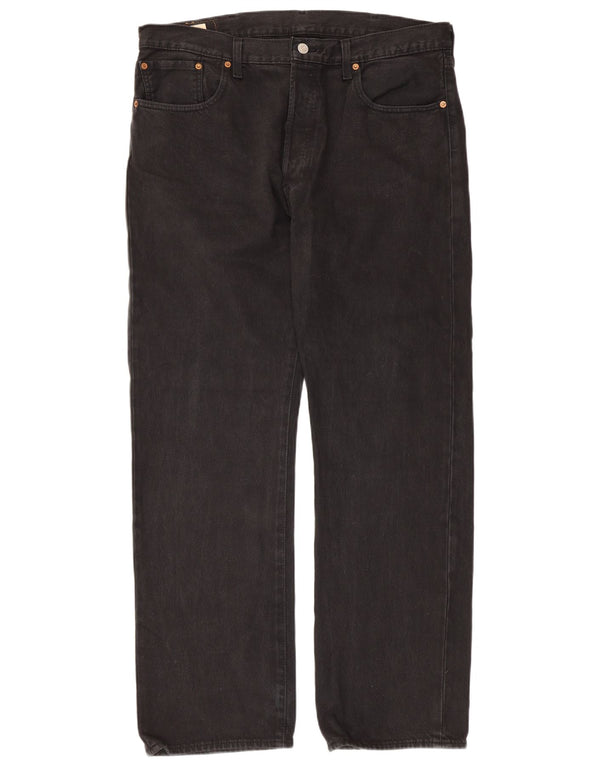 Levi's Mens 501 Straight Jeans W38 L32 Black Cotton