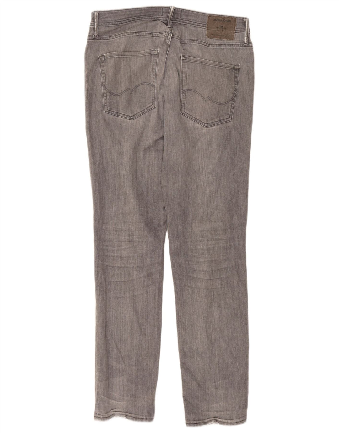 JACK & JONES Mens Tim Slim Straight Jeans W33 L34 Grey Cotton