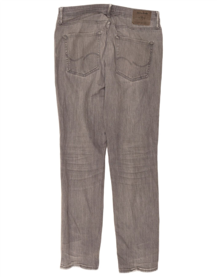 JACK & JONES Mens Tim Slim Straight Jeans W33 L34 Grey Cotton
