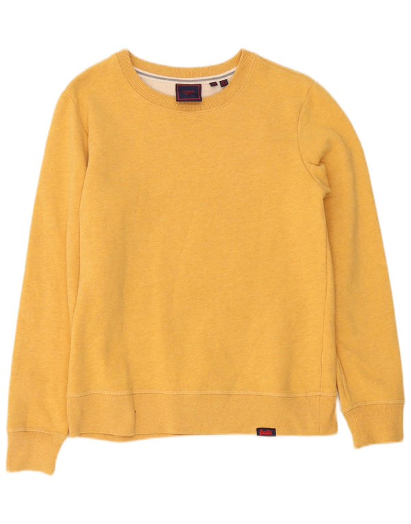 Superdry Womens Oversized Sweatshirt Jumper UK 8 Small Yellow Cotton