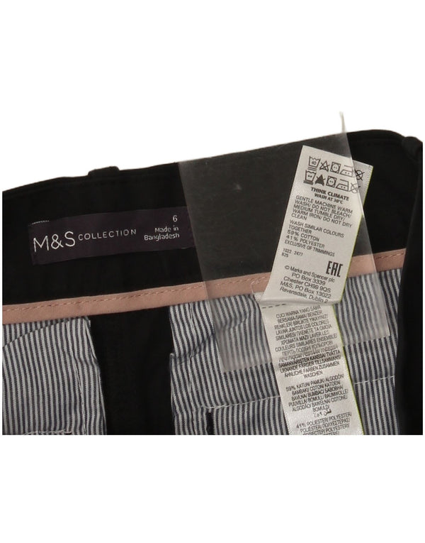 Marks & Spencer Womens High Waist Chino Trousers UK 6 XS W26 L26 Black