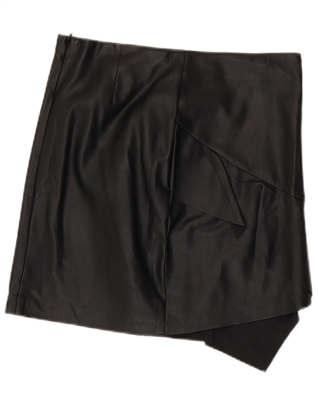 Sisley Womens Asymmetric Leather Skirt UK 12 Medium W30  Black Polyester