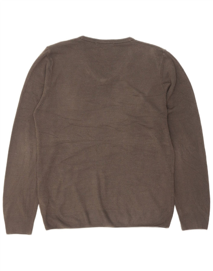Marks & Spencer Mens V-Neck Jumper Sweater Medium Grey Acrylic