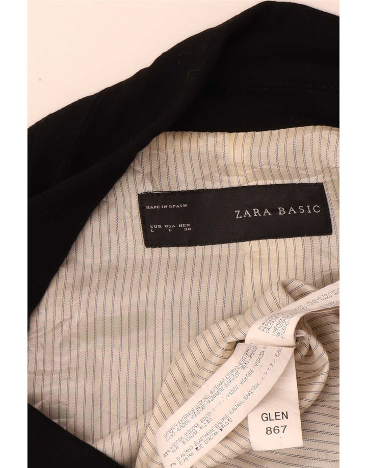 Zara Womens 1 Button Blazer Jacket UK 16 Large Black Viscose