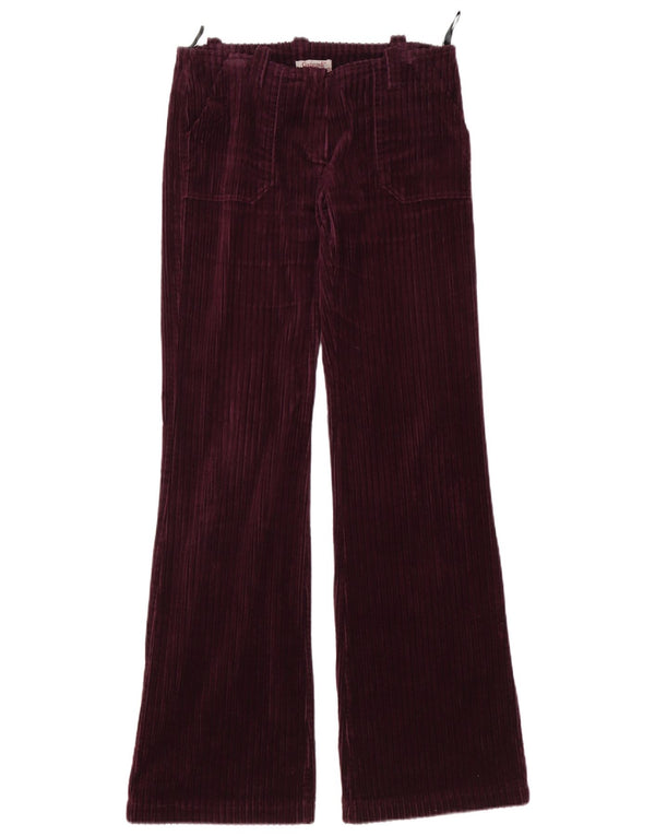 Vintage Womens Flare Corduroy Trousers EU 40 Medium W30 L34 Burgundy