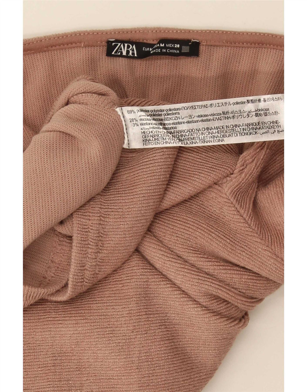 Zara Womens Crop Top Long Sleeve UK 12 Medium Brown Polyester