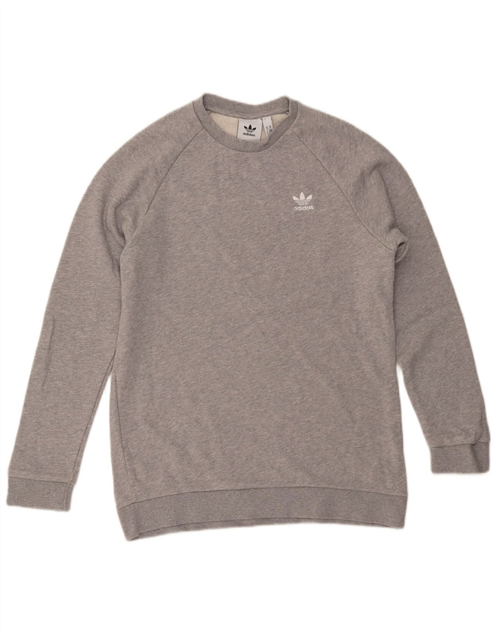 ADIDAS Mens Sweatshirt Jumper Medium Grey Flecked Cotton