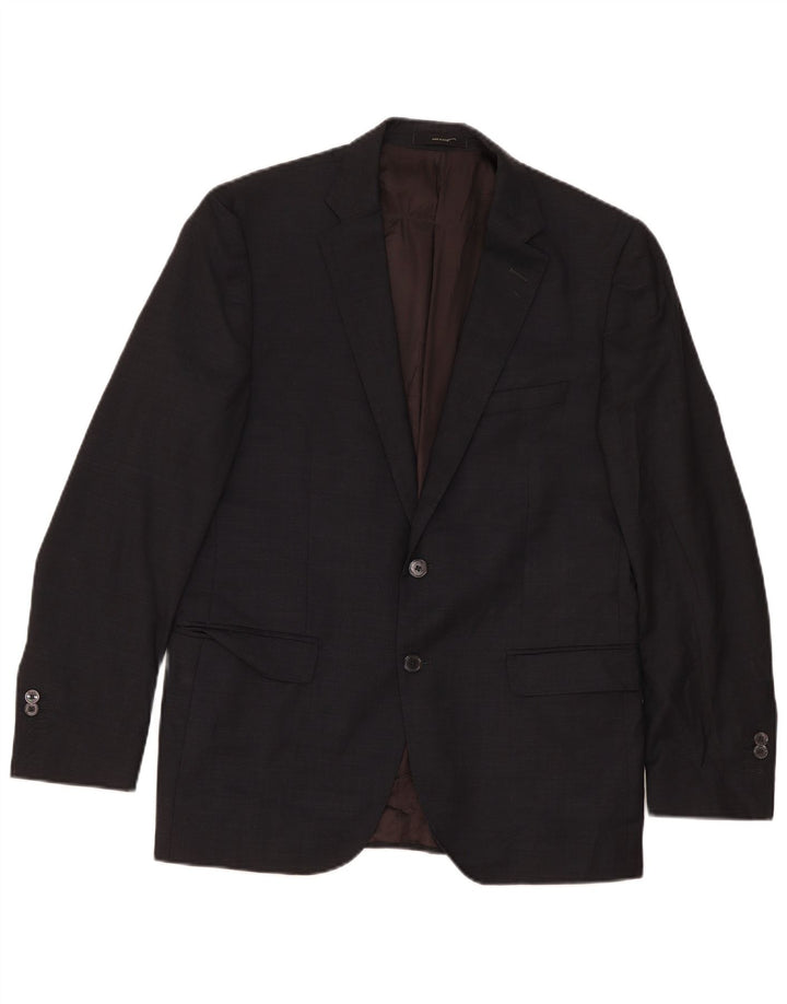 Massimo Dutti Mens 2 Button Blazer Jacket EU 52 Large Black Wool