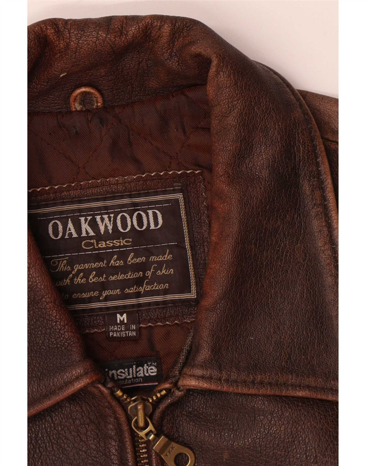 Oakwood Mens Leather Jacket UK 38 Medium Brown