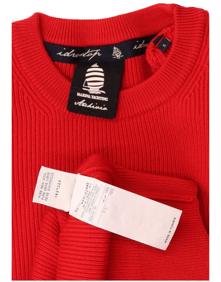 Marina Yachting Mens Crew Neck Jumper Sweater Small Red Virgin Wool