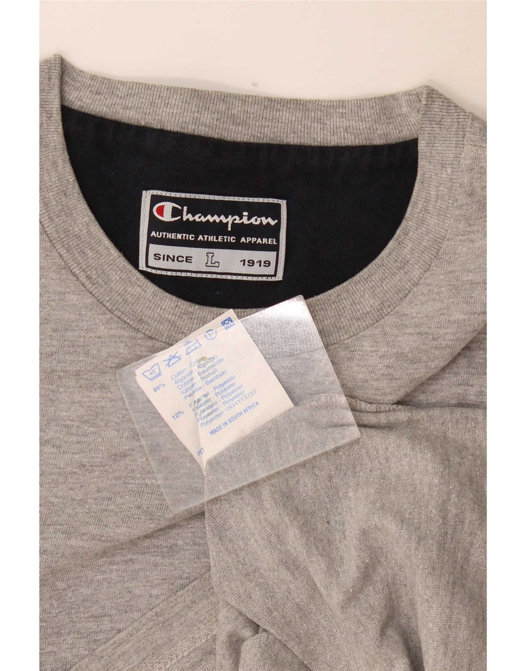 Champion Mens Top Long Sleeve Large Grey Flecked Cotton