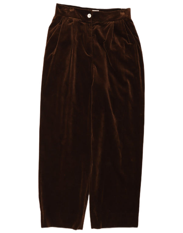 Vintage Womens Velvet High Waist Casual Trousers IT 46 Large W30 L30 Brown