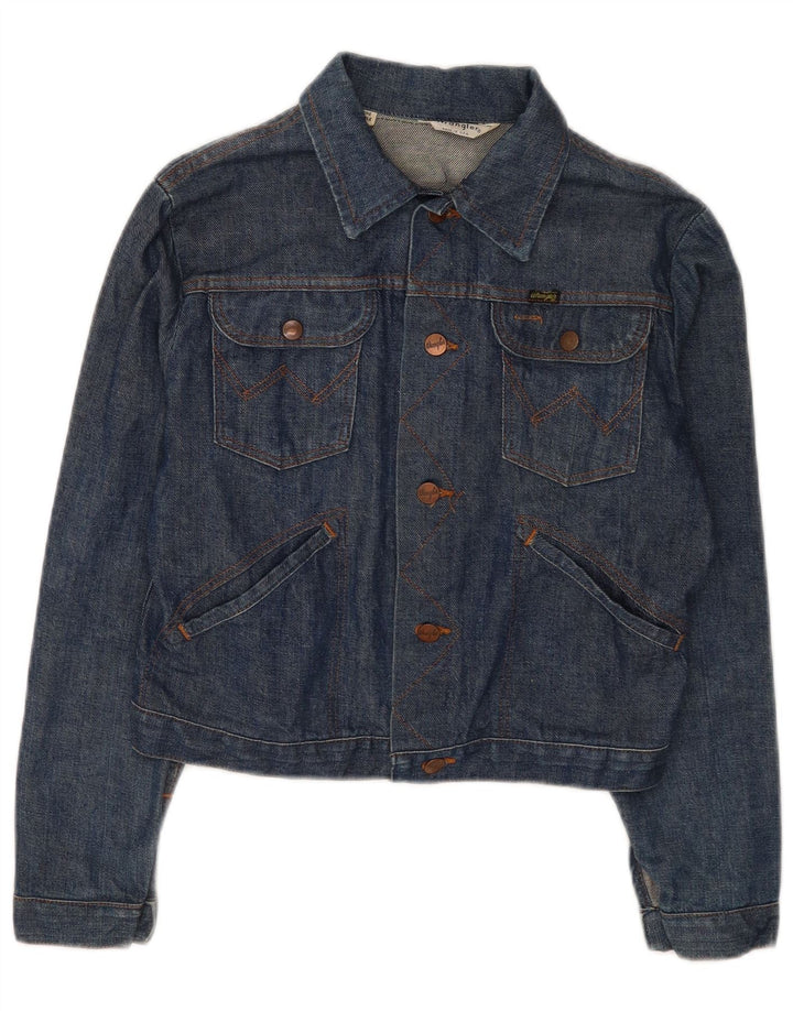 Wrangler Womens Crop Denim Jacket UK 14 Medium Blue