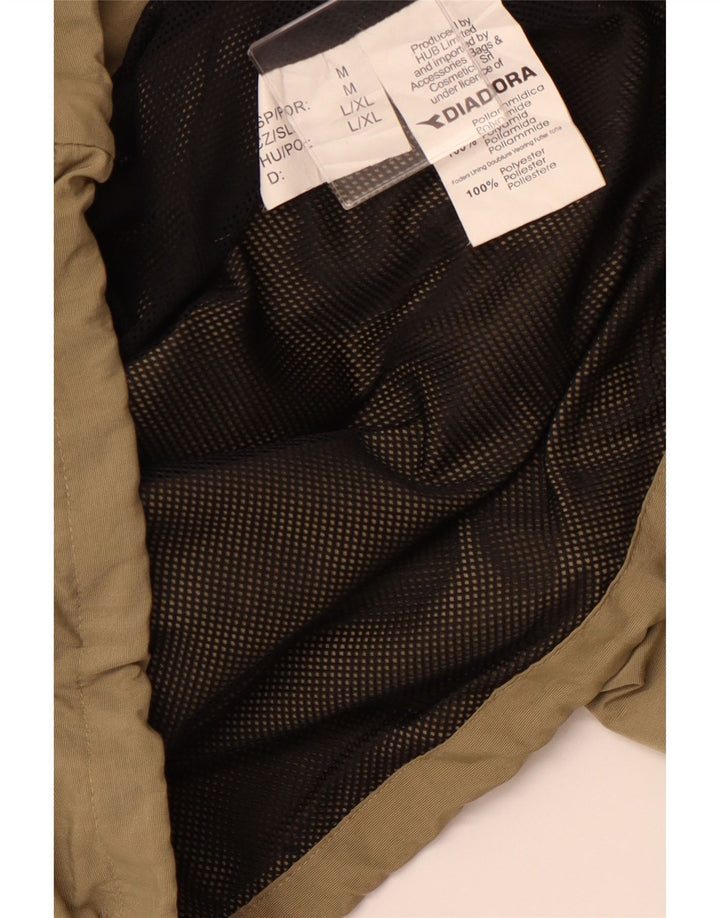 DIADORA Mens Hooded Rain Jacket UK 40 Large Beige Polyamide