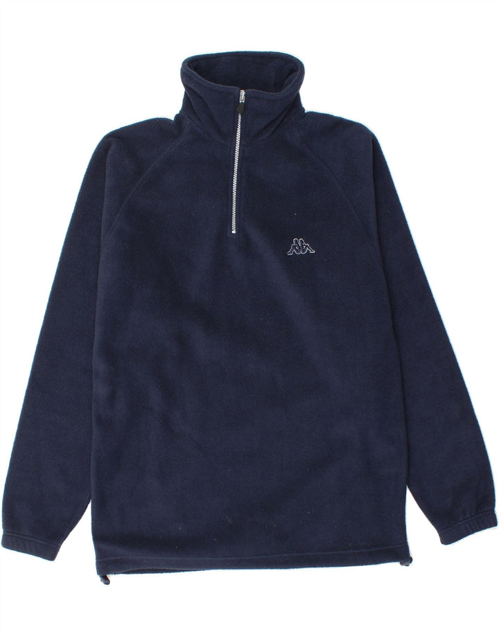 KAPPA Mens Zip Neck Fleece Jumper Medium Navy Blue Polyester Vintage Kappa and Second-Hand Kappa from Messina Hembry 