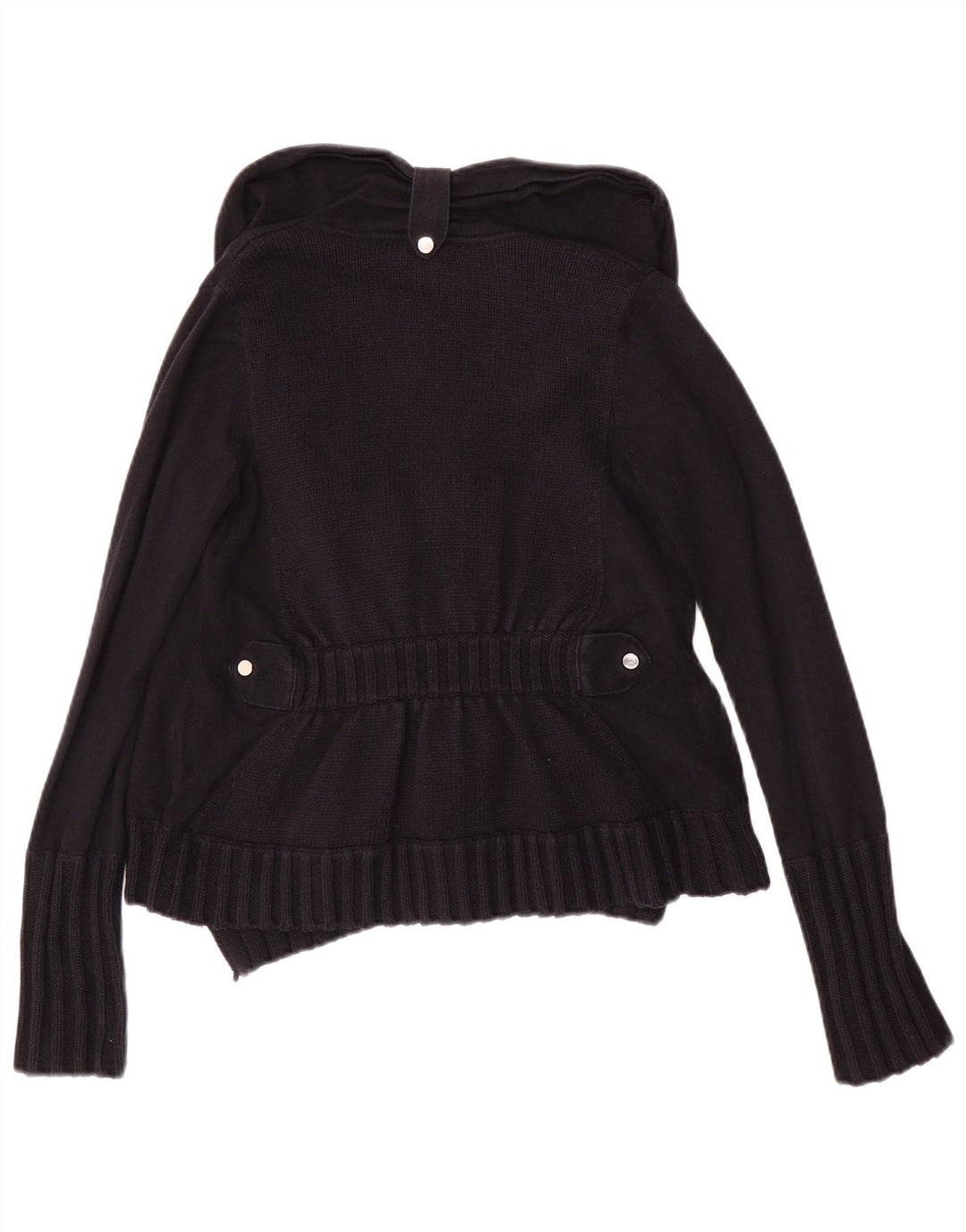 KAREN MILLEN Womens Open Cardigan Sweater UK 2 2XS Black Cotton