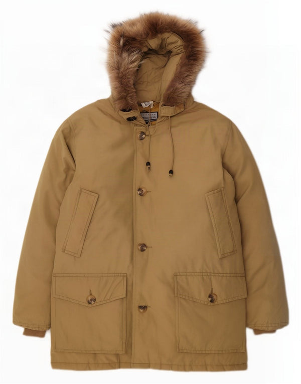 Rifle Mens Hooded Padded Parka Jacket UK 36 Small Beige