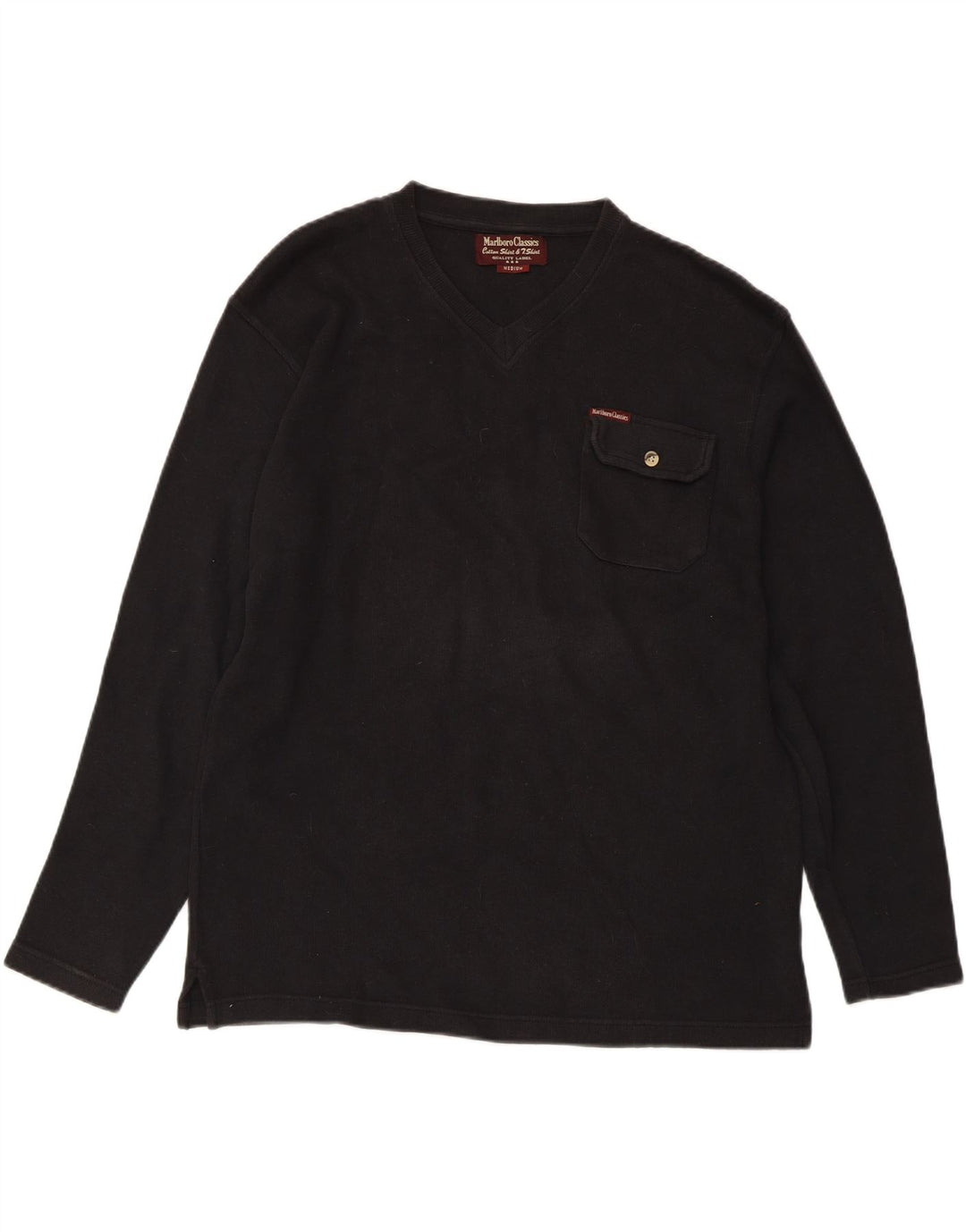Marlboro Classics Mens Top Long Sleeve Medium Black Cotton