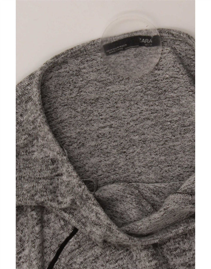 Zara Womens Oversized Top 3/4 Sleeve UK 14 Medium Grey Flecked