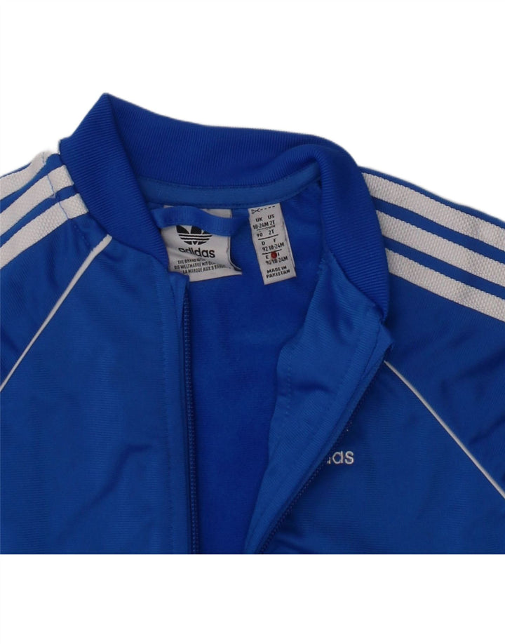 ADIDAS Baby Boys Tracksuit Top Jacket 18-24 Months Blue Polyester