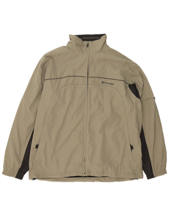 Champion Mens Rain Jacket UK 44 2XL Khaki Colourblock Polyester