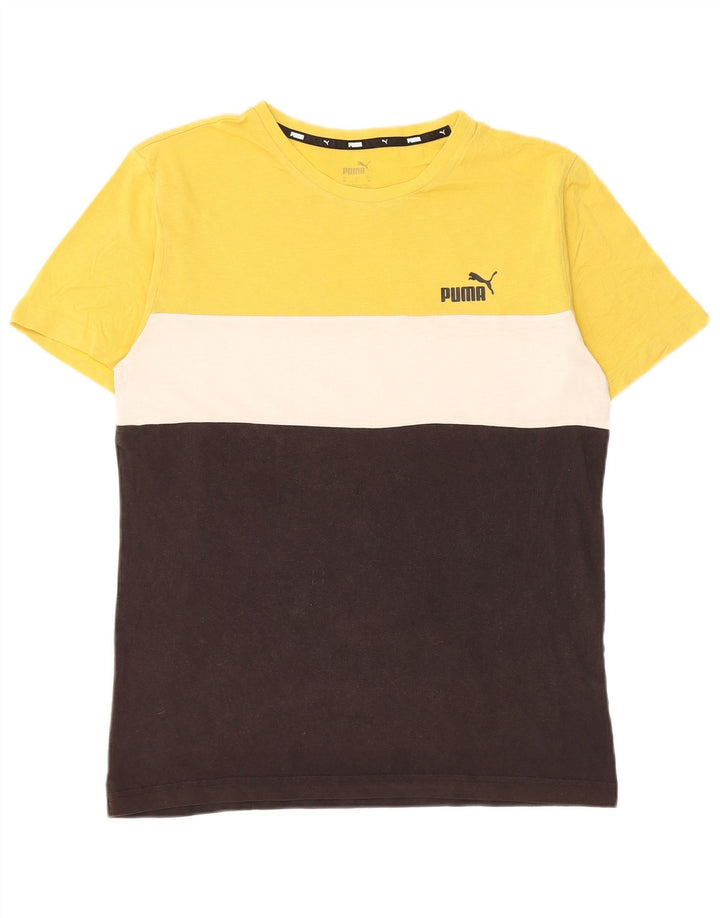 Puma Mens T-Shirt Top Medium Multicoloured Colourblock Cotton