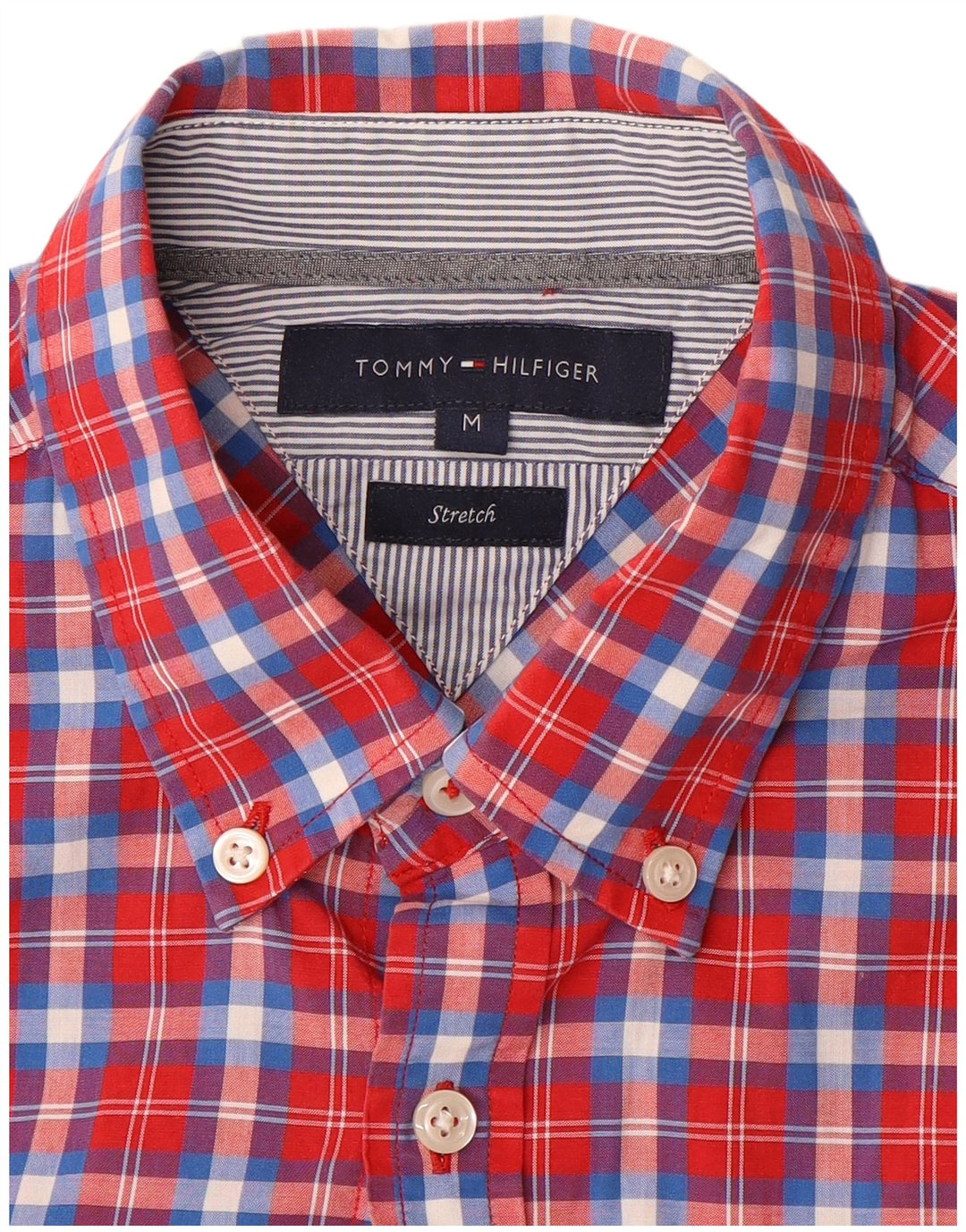TOMMY HILFIGER Mens Stretch Shirt Medium Red Check
