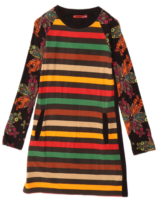 Desigual Girls Long Sleeve T-Shirt Dress 13-14 Years Multicoloured Striped