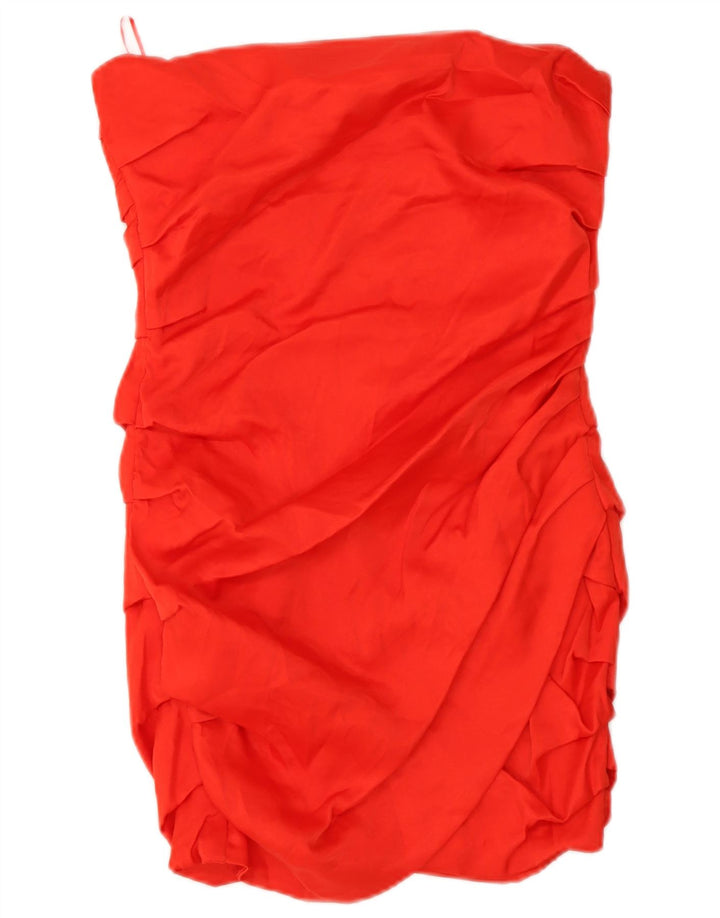 Zara Womens Strapless Dress UK 8 Small Red Viscose