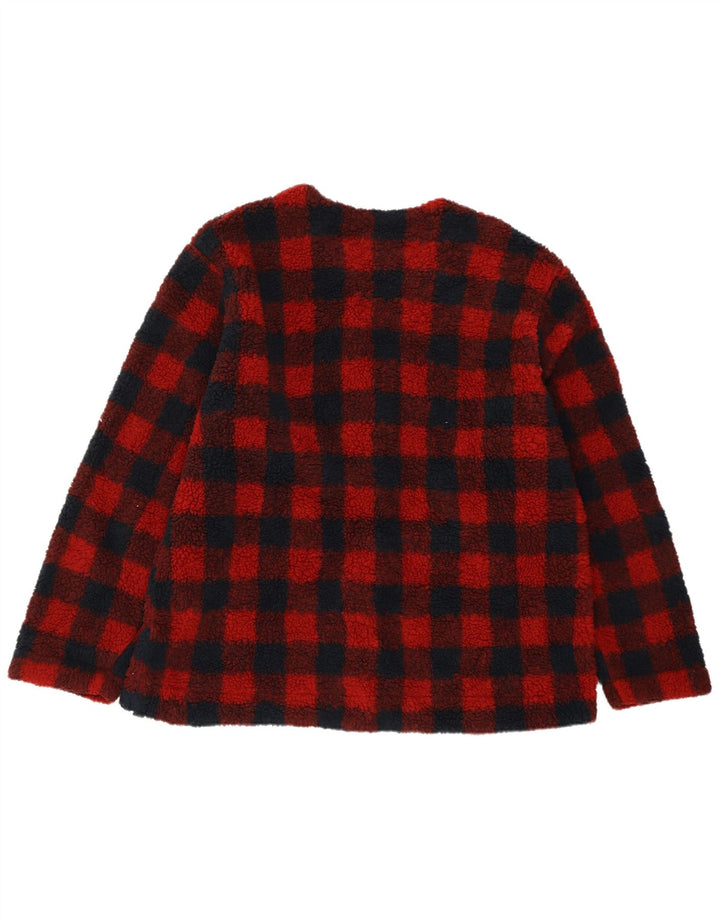LEE Womens Oversized Fleece Jacket UK 18 XL Red Check Polyester