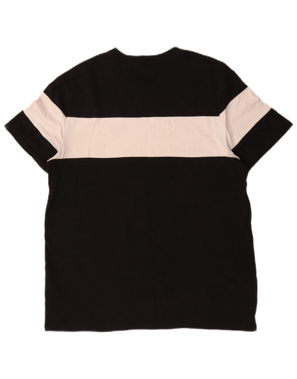 Tommy Hilfiger Mens T-Shirt Top Medium Black Colourblock Cotton
