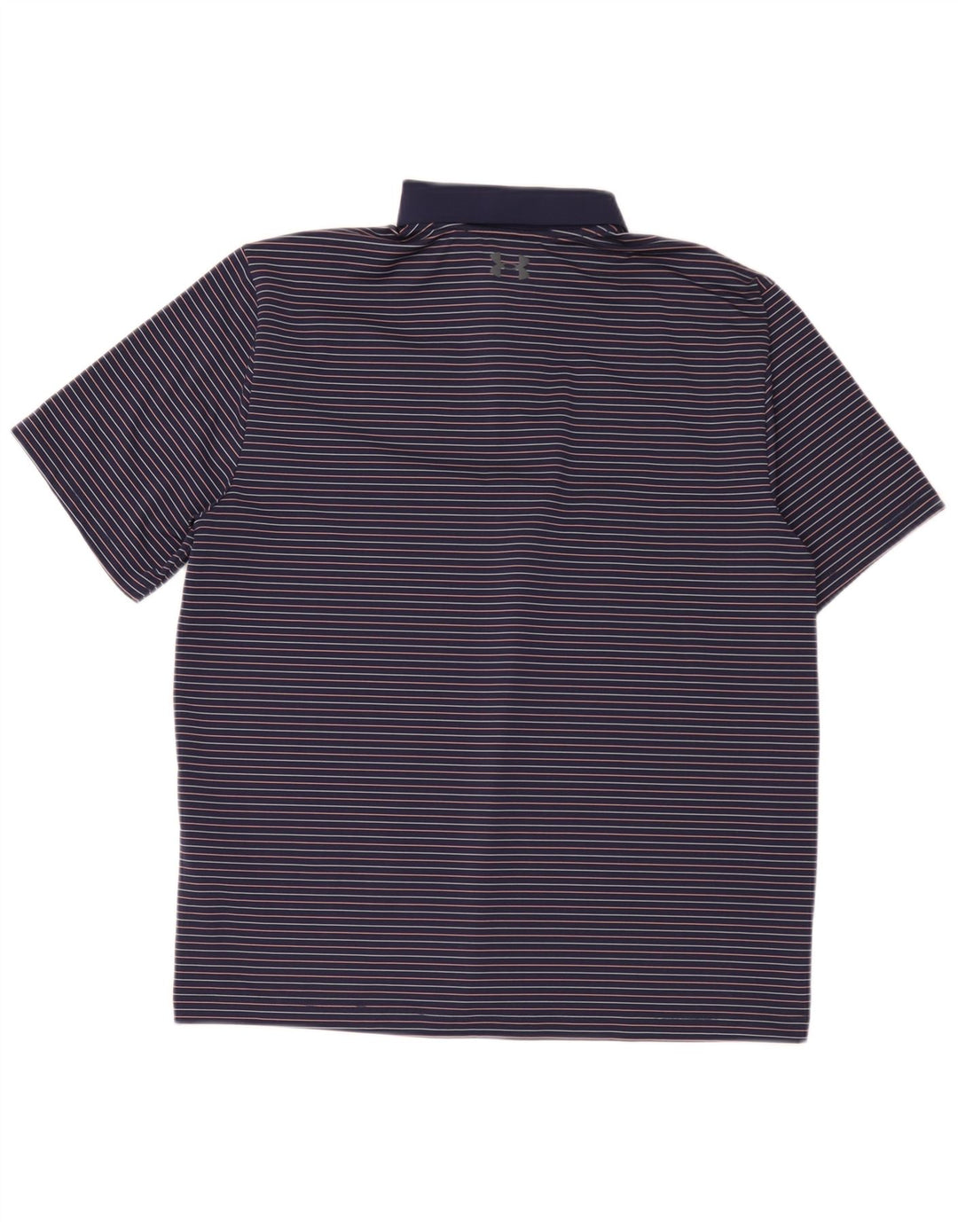 Under Armour Mens Polo Shirt Large Navy Blue Pinstripe Polyester