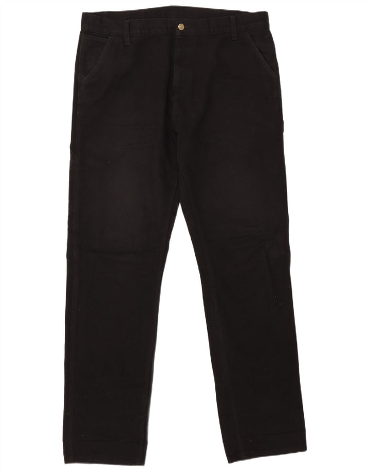 CARHARTT Mens Straight Cargo Trousers W36 L34 Black Polyester