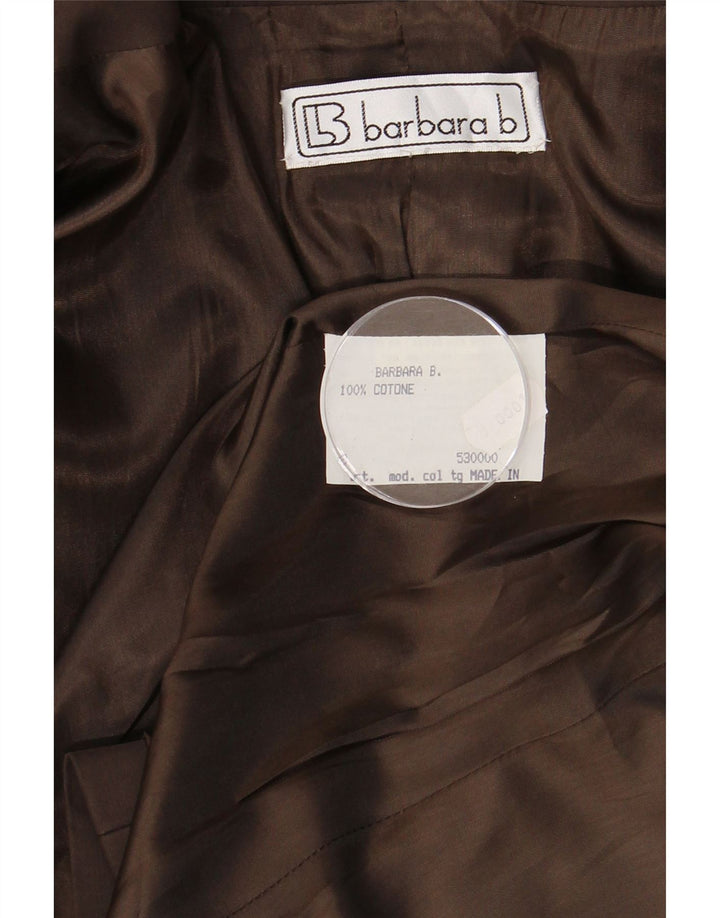 BARBARA B Womens Open Blazer Jacket UK 18 XL Brown Cotton