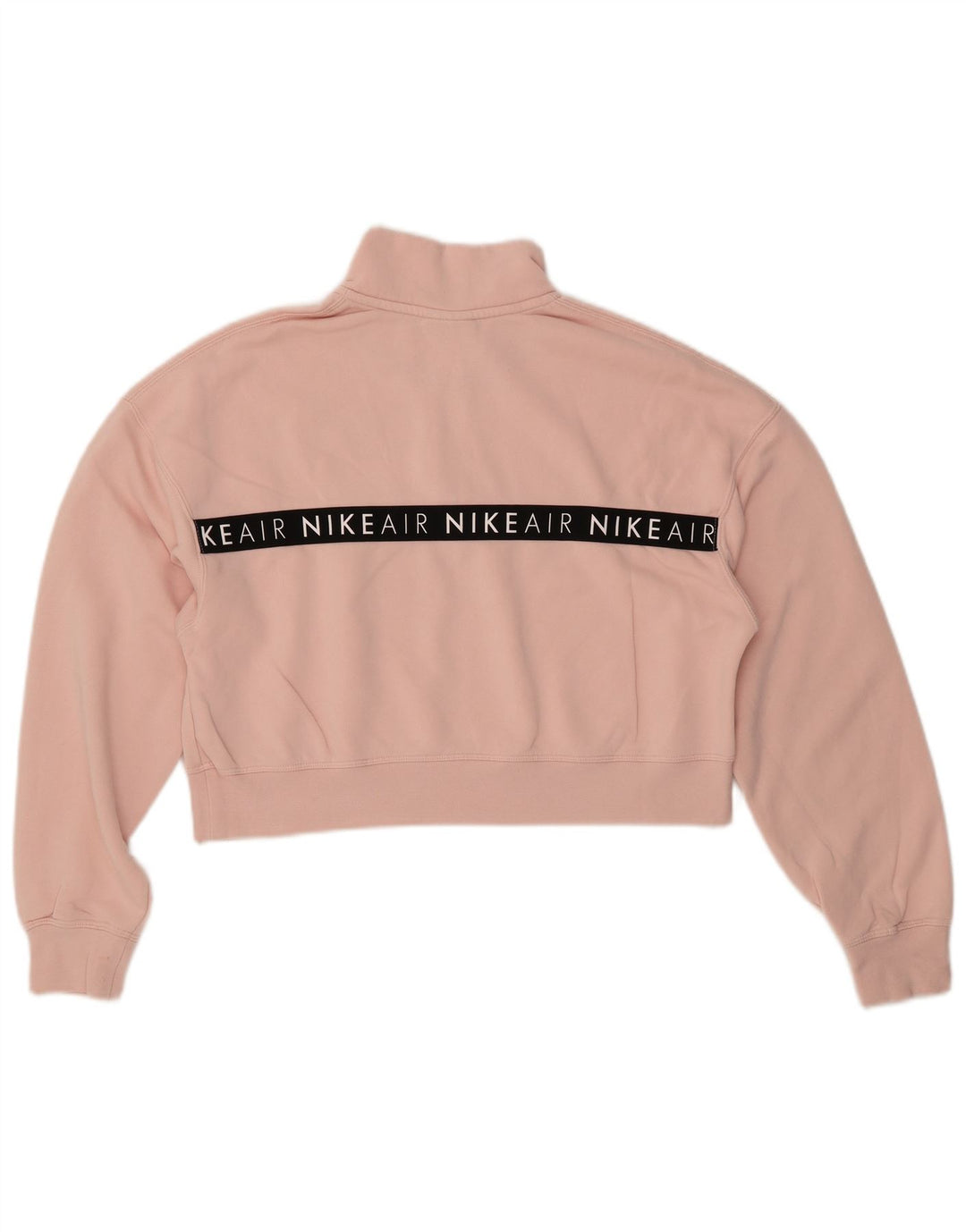 NIKE Womens Crop Graphic Sweatshirt Jumper UK 16 Large Pink Colourblock