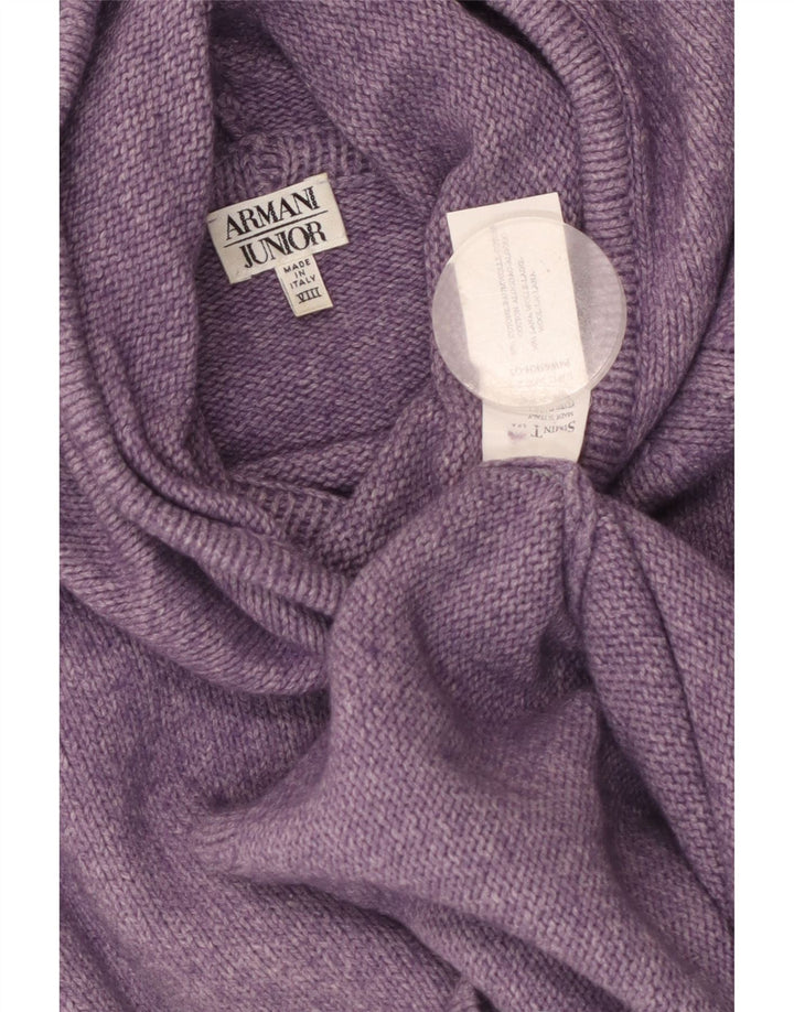 ARMANI JUNIOR Girls Hooded Jumper 7-8 Years Purple Cotton