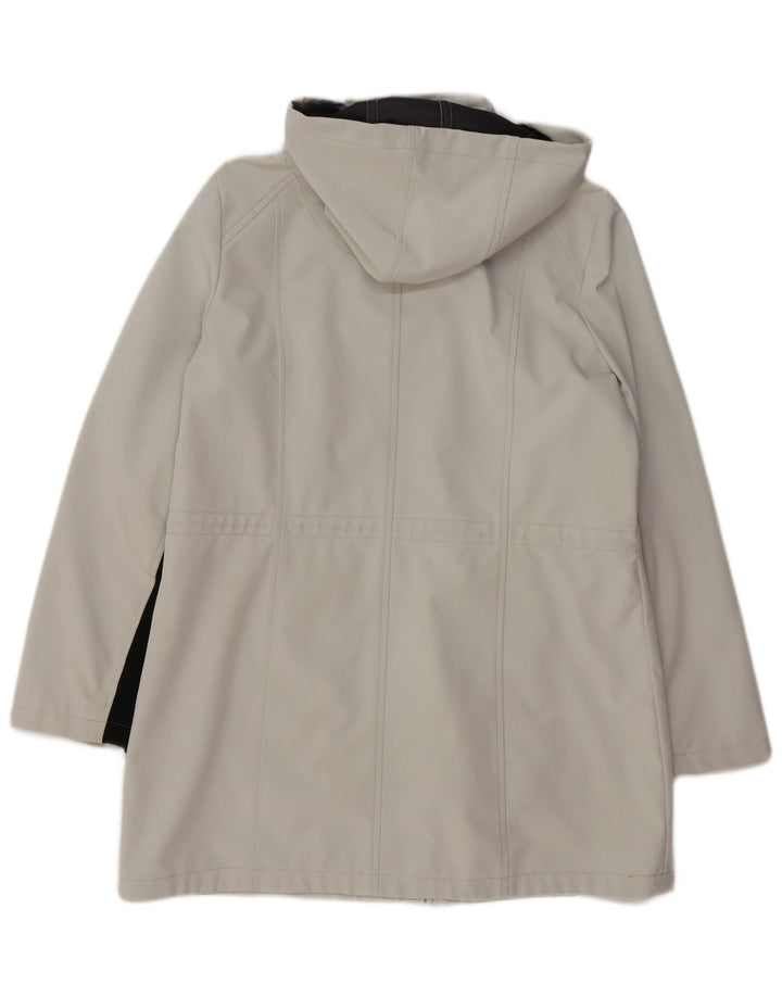 CALVIN KLEIN Womens Hooded Windbreaker Coat UK 16 Large Grey Polyester