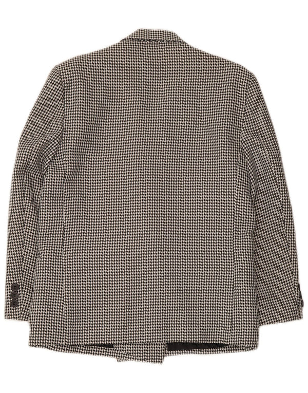 CLASSIC Womens Double Breasted Blazer Jacket UK 14 Large Black Houndstooth