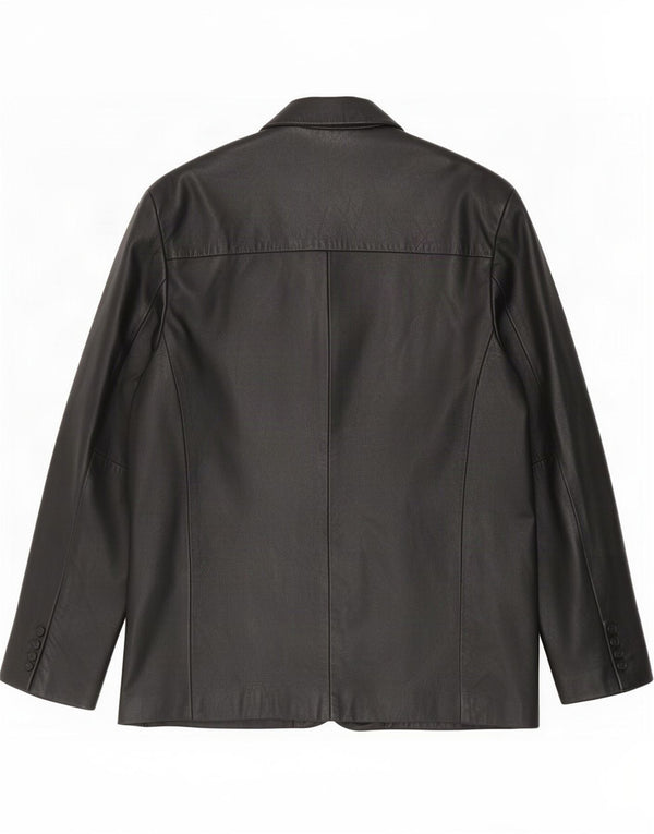 MDK Mens 3 Button Leather Blazer Jacket UK 38 Medium Black