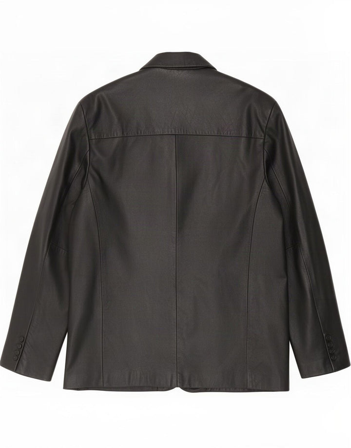 MDK Mens 3 Button Leather Blazer Jacket UK 38 Medium Black