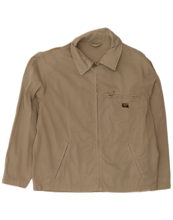 Vintage Mens Bomber Jacket UK 40 Large Beige Cotton