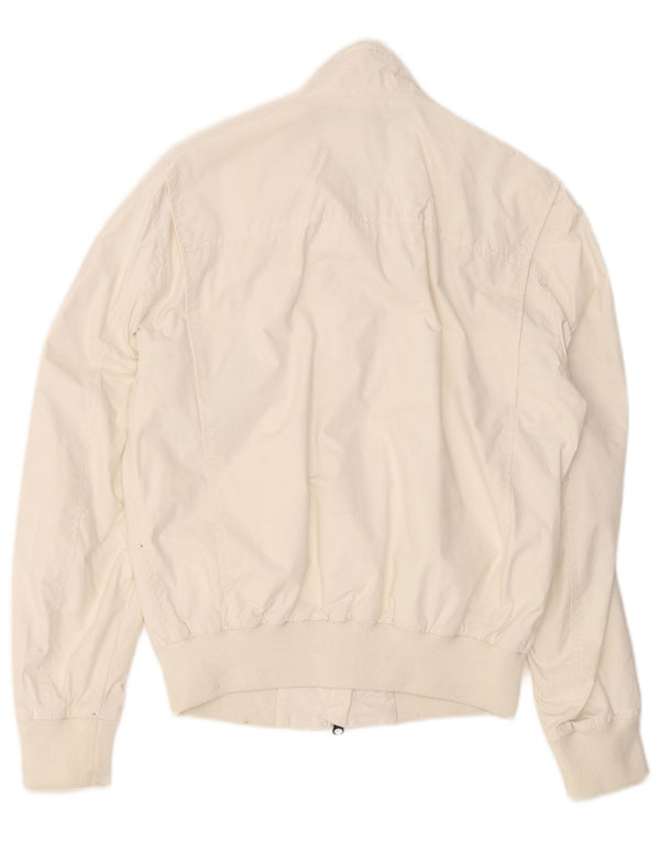 BLAUER Mens Bomber Jacket UK 38 Medium White Nylon