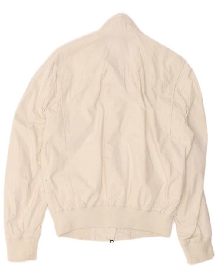 BLAUER Mens Bomber Jacket UK 38 Medium White Nylon