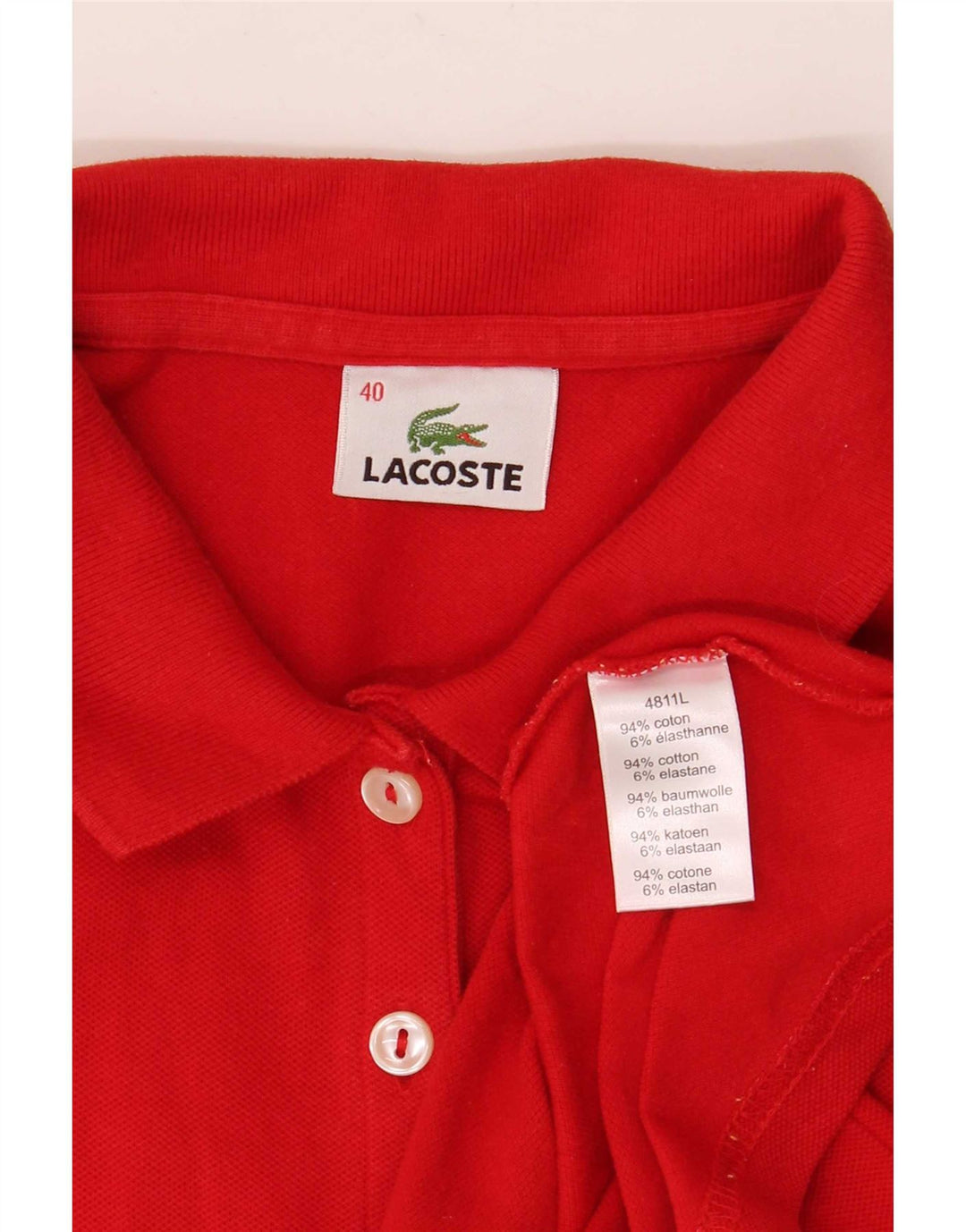 Lacoste Womens Polo Shirt Size 40 Medium Red Cotton