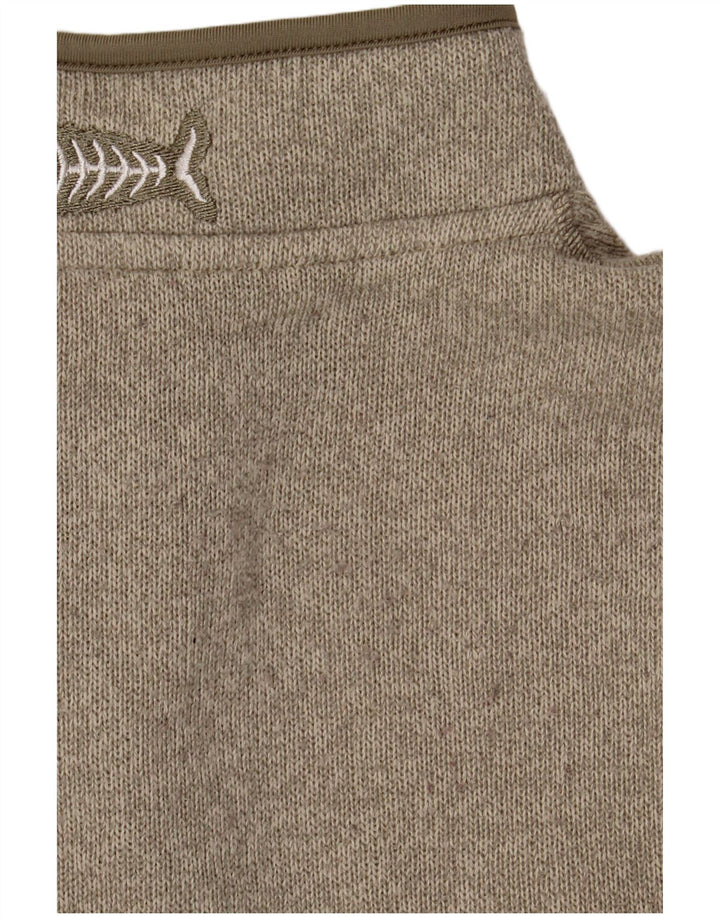 Weird Fish Mens Zip Neck Jumper Sweater Large Khaki Polyester