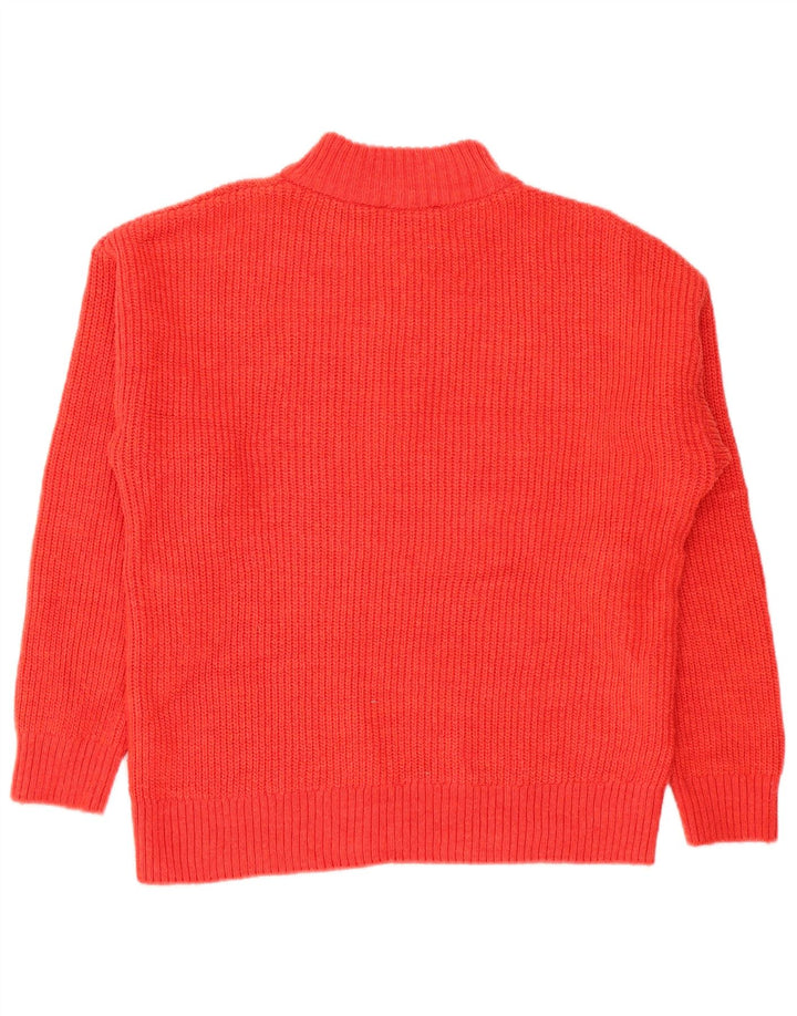 Marks & Spencer Womens Relaxed Fit Zip Neck Jumper Sweater UK 12 Medium Red